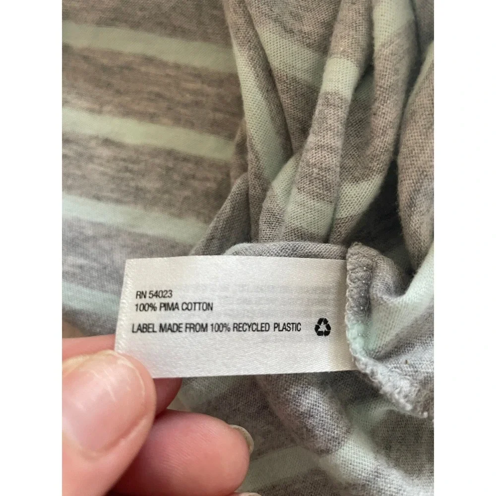 Gap Maternity Essential Pocket V Neck Striped T Sz M Gray Mint - Picture 5 of 8